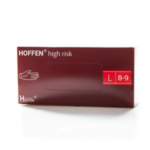Рукавички оглядові латексні HOFFEN н/с текстуровані, неопудрені High Risk(HR 10) розмір L,250 пар/ящ