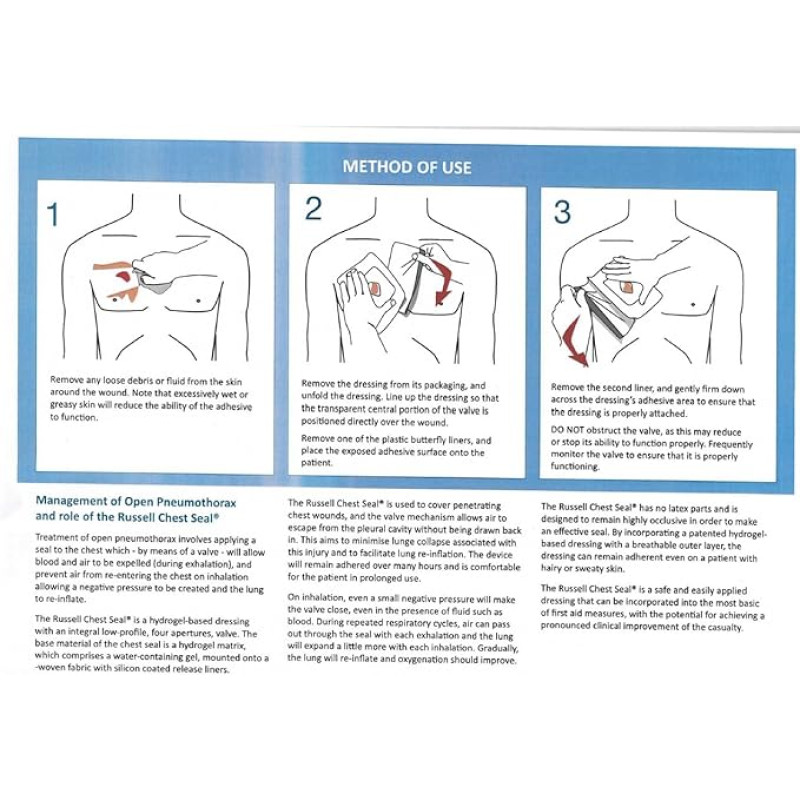 Оклюзійна пов’язка Russell Chest Seal з 4 клапанами PerSys Medical